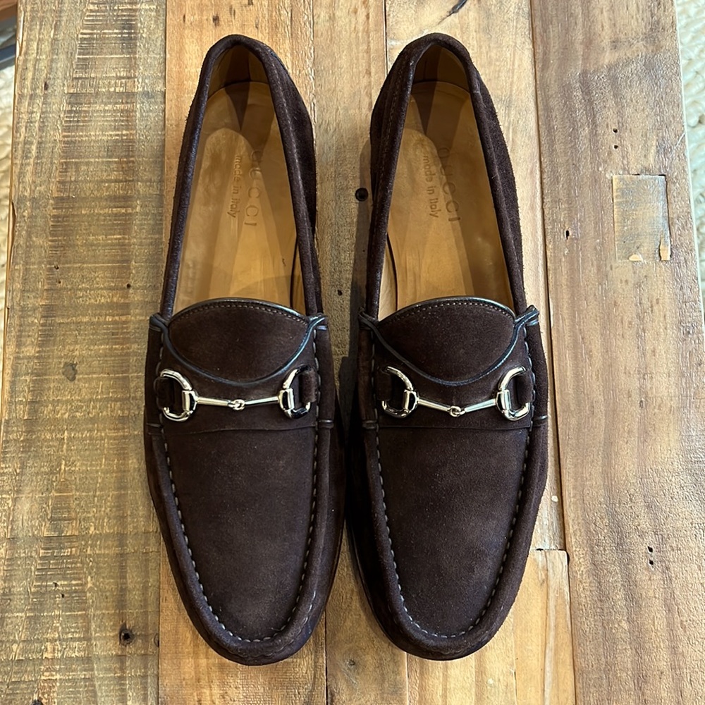 Gucci Horsebit Suede Loafers